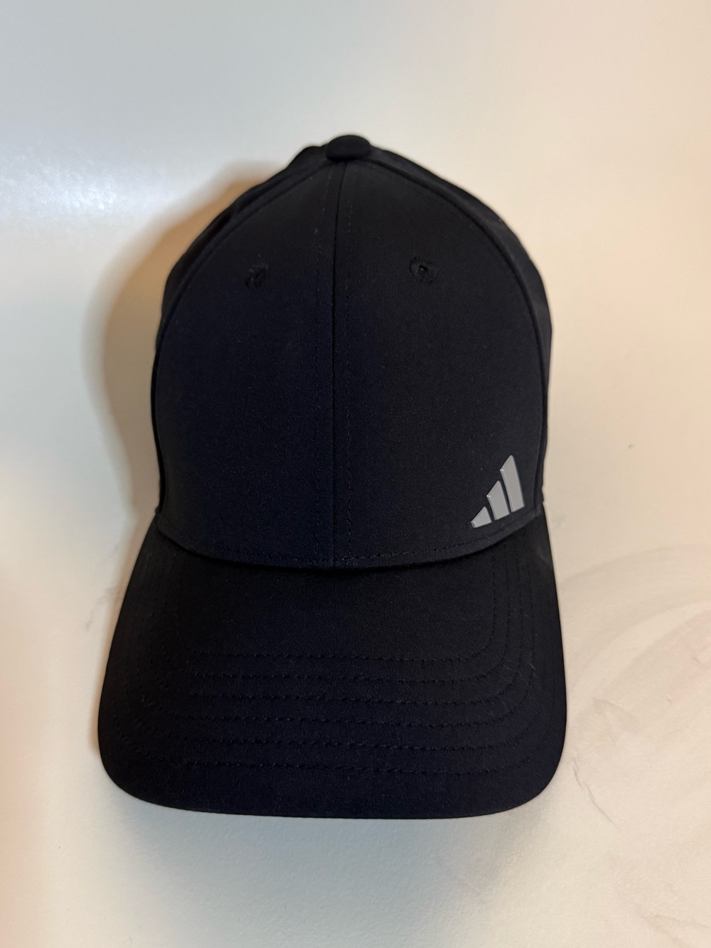 adidas Women’s Black Baseball Cap with Reflective Logo Open Back Ponytail Bun